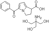 结构式 CAS# 74103-07-4, 酮咯酸氨丁三醇; (+/-)-5-苯甲酰基-2,3-二氢-1H-吡咯里嗪-1-甲酸氨丁三醇盐