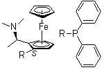 structure of CAS# 74311-54-9, (2S)-1-[(1R)-1-(Dimethylamino)ethyl]-2-(diphenylphosphino)ferrocene