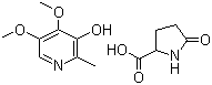 structure of CAS# 74536-44-0, Metadoxine;5-Oxo-L-proline compound with 5-hydroxy-6-methylpyridine-3,4-dimethanol (1:1)