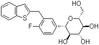 结构式 CAS# 761423-87-4, Ipragliflozin; (1S)-1,5-脱水-1-C-[3-[(1-苯并噻吩-2-基)甲基]-4-氟苯基]-D-葡糖醇