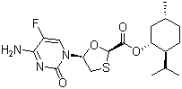 (2R,5S)-5-(4-Amino-5-fluoro-2-oxo-1(2H)-pyrimidinyl)-1,3-oxathiolane-2-carboxylic acid (1R,2S,5R)-5-methyl-2-(1-methylethyl)cyclohexyl ester  molecular structure (CAS 764659-72-5)