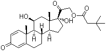 结构式 CAS# 7681-14-3, 丁乙酸泼尼松龙; 丁乙酸氢化泼尼松