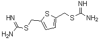 structure of CAS# 769856-81-7, [5-(Carbamimidoylsulfanylmethyl)thiophen-2-yl]methyl carbamimidothioate;Carbamimidothioic acid 2,5-thiophenediylbis(methylene) ester
