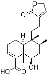 (-)-6beta-Hydroxy-5beta,8beta,9beta,10alpha-cleroda-3,13-dien-16,15-olid-18-oic acid molecular structure (CAS 771493-42-6)