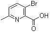 结构式 CAS# 779344-30-8, 3-溴-6-甲基-2-吡啶羧酸