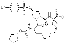(2S,6S,12Z,13aS,14aR,16aS)-2-[[(4-Bromophenyl)sulfonyl]oxy]-6-[[(cyclopentyloxy)carbonyl]amino]-1,2,3,6,7,8,9,10,11,13a,14,15,16,16a-tetradecahydro-5,16-dioxo-cyclopropa[e]pyrrolo[1,2-a][1,4]diazacyclopentadecine-14a(5H)-carboxylic acid methyl ester molecular structure (CAS 782479-05-4)