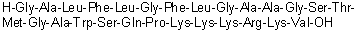 Glycyl-L-alanyl-L-leucyl-L-phenylalanyl-L-leucylglycyl-L-phenylalanyl-L-leucylglycyl-L-alanyl-L-alanylglycyl-L-seryl-L-threonyl-L-methionylglycyl-L-alanyl-L-tryptophyl-L-seryl-L-glutaminyl-L-prolyl-L-lysyl-L-lysyl-L-lysyl-L-arginyl-L-lysyl-L-valine molecular structure (CAS 791642-10-9)