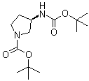 (3R)-3-(叔丁氧羰基氨基)吡咯烷-1-甲酸叔丁酯分子结构 (CAS 792970-20-8)
