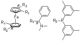 结构式 CAS# 793718-16-8, (1R,1'R)-1,1'-二[二(3,5-二甲基苯基)膦基]-2,2'-二[(R)-(二甲基氨基)苯基甲基]二茂铁