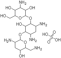 structure of CAS# 79645-27-5, Tobramycin sulfate;4-Amino-2-[4,6-diamino-3-[3-amino-6-(aminomethyl)-5-hydroxyoxan-2-yl]oxy-2-hydroxycyclohexyl]oxy-6-(hydroxymethyl)oxane-3,5-diol sulfate