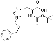 结构式 CAS# 79950-65-5, N-Boc-N'-苄氧甲基-L-组氨酸; N-叔丁氧羰基-N'-苄氧甲基-L-组氨酸