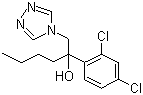 structure of CAS# 79983-71-4, Hexaconazole;(+/-)-alpha-Butyl-alpha-(2,4-dichlorophenyl)-1,2,4-Triazole-1-ethanol; (RS)-2-(2,4-Dichlorophenyl)-1-(4H-1,2,4-triazole-4-yl)hexan-2-ol; Anvil; PP 523; R154523