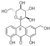 结构式 CAS# 8015-61-0, 葡糖基蒽酮; 芦荟素; 芦荟大黄素甙