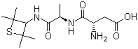 structure of CAS# 80863-62-3, Alitame;L-alpha-Aspartyl-N-(2,2,4,4-tetramethyl-3-thietanyl)-D-alaninamide; (3S)-3-Amino-4-oxo-4-[[(2R)-1-oxo-1-[(2,2,4,4-tetramethylthietan-3-yl)amino]propan-2-yl]amino]butanoic acid