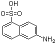 structure of CAS# 81-05-0, 6-Amino-1-naphthalenesulfonic acid;D Acid; 2-Amino-5-naphthalenesulfonic acid