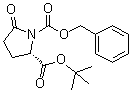 structure of CAS# 81470-51-1, (2S)-5-Oxo-1,2-pyrrolidinedicarboxylic acid 2-(1,1-dimethylethyl) 1-(phenylmethyl) ester