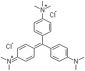 structure of CAS# 82-94-0, Methyl Green;4-[[4-(Dimethylamino)phenyl][4-(dimethyliminio)cyclohexa-2,5-dien-1-ylidene]methyl]-N,N,N-trimethylanilinium dichloride