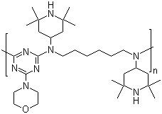 Poly[N,N'-bis(2,2,6,6-tetramethyl-4-piperidinyl)-1,6-hexanediamine-co-2,4-dichloro-6-morpholino-1,3,5-triazine] molecular structure (CAS 82451-48-7)