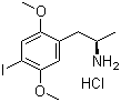 结构式 CAS# 82864-02-6, (-)-2,5-二甲氧基-4-碘苯丙胺盐酸盐