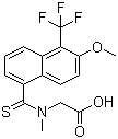 structure of CAS# 82964-04-3, Tolrestat;N-[[6-Methoxy-5-(trifluoromethyl)naphthalen-1-yl]thioxomethyl]-N-methylglycine