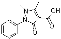 structure of CAS# 83-10-3, 2,3-Dihydro-1,5-dimethyl-3-oxo-2-phenyl-1H-pyrazole-4-carboxylic acid;4-Antipyrinecarboxylic acid; NSC 59834