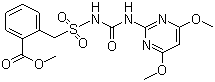 结构式 CAS# 83055-99-6, 苄嘧磺隆; 3-(4,6-二甲氧基嘧啶-2-基)-1-(2-甲氧基甲酰基苄基)磺酰脲