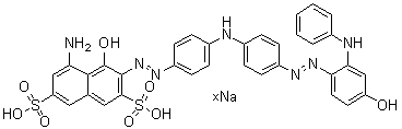 5-氨基-4-羟基-3-[[4-[[4-[[4-羟基-2-(苯基氨基)苯基]偶氮]苯基]氨基]苯基]偶氮]-2,7-萘二磺酸钠盐分子结构 (CAS 83232-40-0)