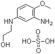 structure of CAS# 83763-48-8, 5-(2-Hydroxyethylamino)-2-methoxylaniline sulfate;2-Amino-4-N-(beta-hydroxyethyl)aminoanisole sulfate; 2-Methoxy-5-hydroxyethylamino aniline sulfate