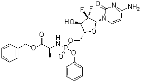 N-(2'-Deoxy-2',2'-difluoro-P-phenyl-5'-cytidylyl)-L-alanine phenylmethyl ester molecular structure (CAS 840506-29-8)