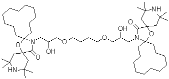 20-[2-Hydroxy-3-[4-[2-hydroxy-3-(2,2,4,4-tetramethyl-21-oxo-7-oxa-3,20-diazadispiro[5.1.11.2]heneicos-20-yl)propoxy]butoxy]propyl]-2,2,4,4-tetramethyl-7-oxa-3,20-diazadispiro[5.1.11.2]heneicosan-21-one molecular structure (CAS 84115-94-6)