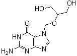 structure of CAS# 84222-50-4, 2-Amino-1,7-dihydro-7-[[2-hydroxy-1-(hydroxymethyl)ethoxy]methyl]-6H-purin-6-one;NSC 377967