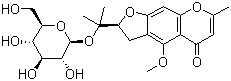 structure of CAS# 84272-85-5, 4'-O-beta-D-Glucosyl-5-O-methylvisamminol;(S)-2-[1-(beta-D-Glucopyranosyloxy)-1-methylethyl]-2,3-dihydro-4-methoxy-7-methyl-5H-furo[3,2-g][1]benzopyran-5-one
