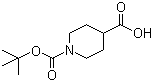 structure of CAS# 84358-13-4, N-BOC-piperidine-4-carboxylic acid;1-Boc-4-piperidinecarboxylic acid; 1-(tert-Butoxycarbonyl)piperidine-4-carboxylic acid; BOC-Isonipecotic acid