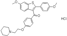 [6-Methoxy-2-(4-methoxyphenyl)benzo[b]thien-3-yl][4-[2-(1-piperidinyl)ethoxy]phenyl]methanone hydrochloride molecular structure (CAS 84541-36-6)