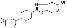 结构式 CAS# 845885-88-3, [2-[1-(叔丁氧羰基)哌啶-4-基]-5-甲基-1,3-噻唑-4-基]乙酸