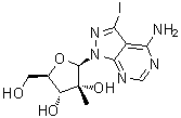 3-Iodo-1-(2-C-methyl-beta-D-ribofuranosyl)-1H-pyrazolo[3,4-d]pyrimidin-4-amine molecular structure (CAS 847551-00-2)