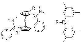 (1S,1'S)-1,1'-Bis[bis(3,5-dimethylphenyl)phosphino]-2,2'-bis[(S)-(dimethylamino)phenylmethyl]ferrocene molecular structure (CAS 847997-73-3)