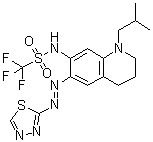 1,1,1-Trifluoro-N-[1,2,3,4-tetrahydro-1-(2-methylpropyl)-6-[2-(1,3,4-thiadiazol-2-yl)diazenyl]-7-quinolinyl]methanesulfonamide molecular structure (CAS 848080-36-4)