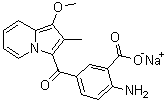 Sodium 2-amino-5-[(1-methoxy-2-methylindolizin-3-yl)carbonyl]benzoate molecular structure (CAS 848318-25-2)
