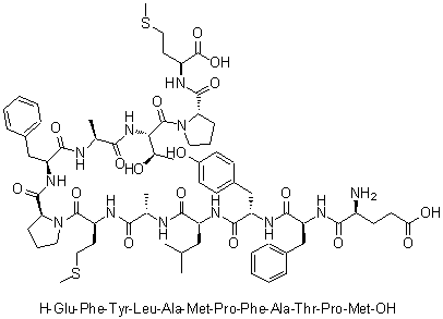 L-alpha-Glutamyl-L-phenylalanyl-L-tyrosyl-L-leucyl-L-alanyl-L-methionyl-L-prolyl-L-phenylalanyl-L-alanyl-L-threonyl-L-prolyl-L-methionine molecular structure (CAS 849664-66-0)