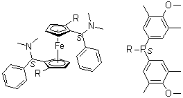 (1S,1'S)-1,1'-二[二(4-甲氧基-3,5-二甲基苯基)膦基]-2,2'-二[(S)-(二甲基氨基)苯基甲基]二茂铁分子结构 (CAS 849925-12-8)