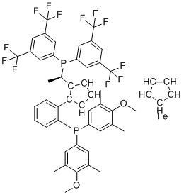 2-{2-[双(4-甲氧基-3,5-二甲基苯基)膦基]苯基}环戊二烯-2,4-二烯-1-基 环戊二烯-2,4-二烯-1-基 (1:1:1)分子结构 (CAS 849925-20-8)