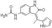 结构式 CAS# 850717-64-5, 5-脲基-3-[1-(吡咯-2-基)亚乙基]吲哚啉-2-酮