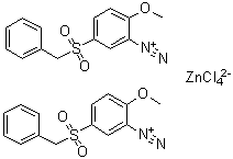 Bis[2-methoxy-5-[(phenylmethyl)sulfonyl]benzenediazonium] (T-4)-tetrachlorozincate molecular structure (CAS 85237-45-2)