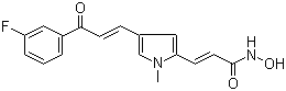 structure of CAS# 852475-26-4, MC 1568;3-[4-[3-(3-Fluorophenyl)-3-oxo-1-propenyl]-1-methyl-1H-pyrrol-2-yl]-N-hydroxy-2-propenamide