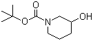 结构式 CAS# 85275-45-2, N-BOC-3-羟基哌啶; 3-羟基-1-哌啶甲酸叔丁酯