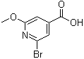 结构式 CAS# 853029-93-3, 2-溴-6-甲氧基-4-吡啶羧酸