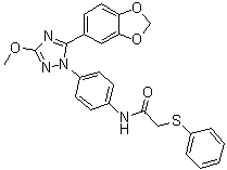 N-[4-[5-(1,3-Benzodioxol-5-yl)-3-methoxy-1H-1,2,4-triazol-1-yl]phenyl]-2-(phenylthio)acetamide molecular structure (CAS 853625-60-2)