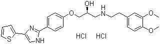 (2S)-1-[[2-(3,4-Dimethoxyphenyl)ethyl]amino]-3-[4-[4-(2-thienyl)-1H-imidazol-2-yl]phenoxy]-2-propanol dihydrochloride molecular structure (CAS 85648-09-5)