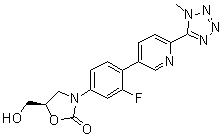 (5R)-3-[3-Fluoro-4-[6-(1-methyl-1H-tetrazol-5-yl)-3-pyridinyl]phenyl]-5-(hydroxymethyl)-2-oxazolidinone molecular structure (CAS 856867-41-9)
